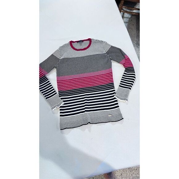 Tommy Hilfiger Women's Striped Rib Knit Long Sleeve Sweater Multi-Color Sz Large - Picture 3 of 10